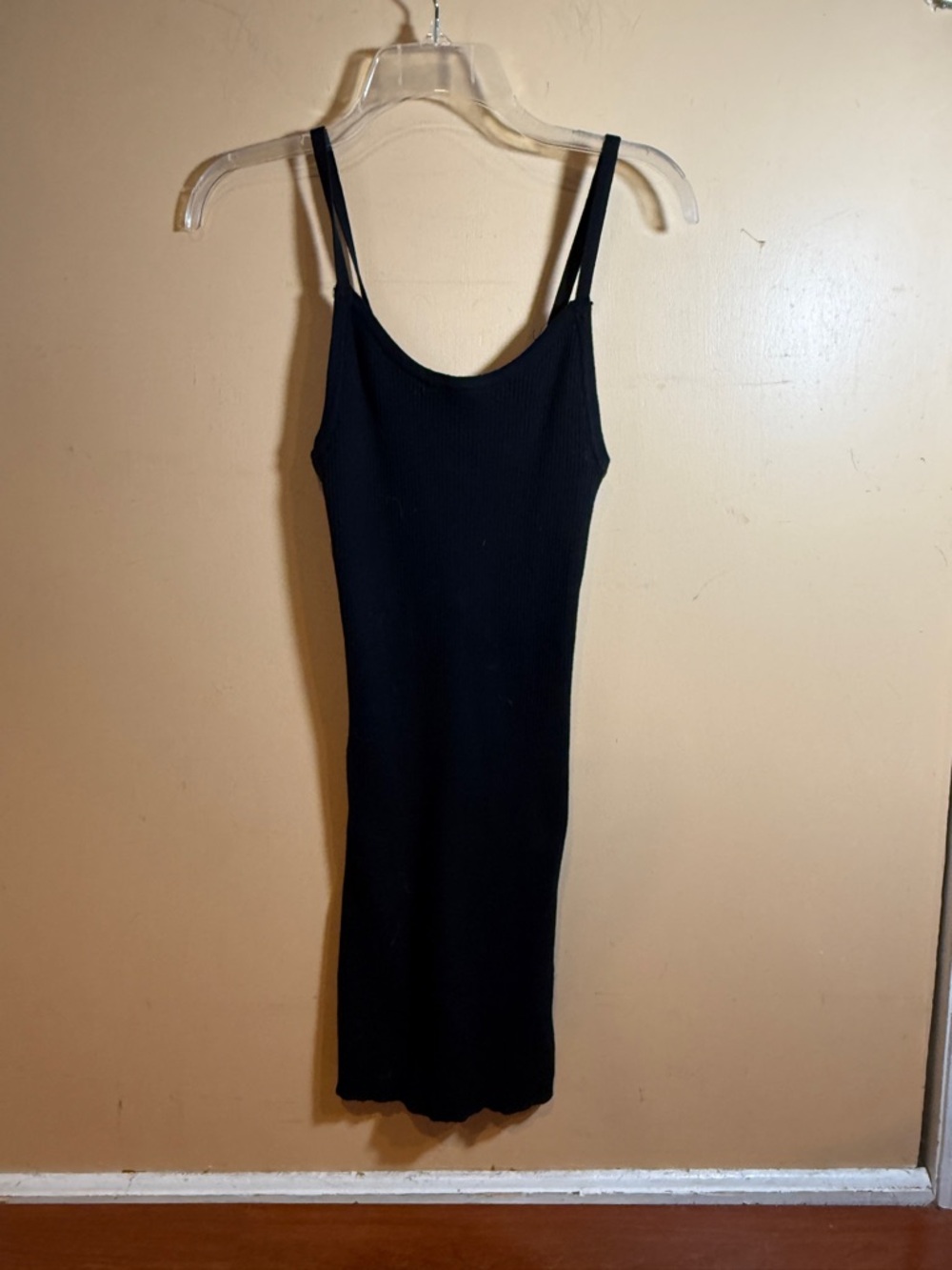 Forever 21 Black Ribbed Tank Dress with Grommet Lace-Up